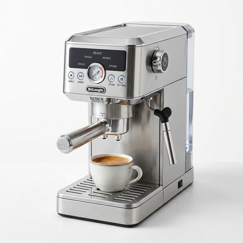 De'Longhi EC950M Dedica Maestro Plus Espresso Machine with Automatic Steam Wand, Stainless Steel
