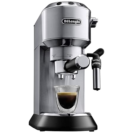 DeLonghi EC685.M |Dedica Style| Pump Espresso Coffee Machine | Espresso, Cappuccino, Latte & More Recipe Options | 15 Bar Pressure | 1350 W | Free Demo & Installation (Metal)