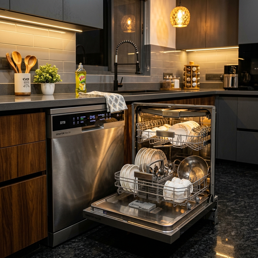 Premium dishwasher installed in a modern kitchen representing efficient dishwashing recommended by GrabDeel.