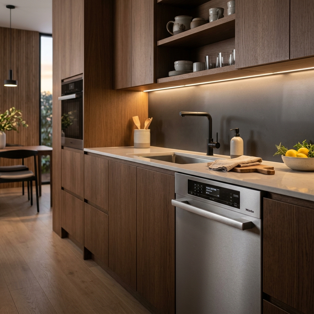 Premium dishwasher installed in a modern kitchen representing efficient dishwashing recommended by GrabDeel.