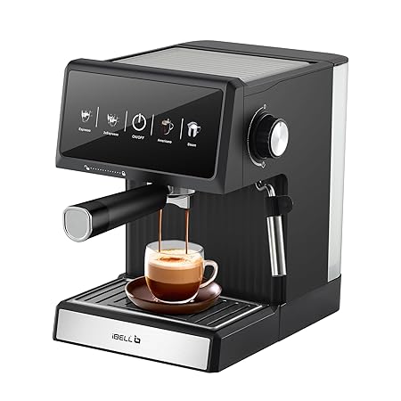 IBELL Coffee Maker Machine for Home, 20 BAR Espresso Coffee Machine, Touch Controls, Milk Frothing & Temperature Control, 1200W, 2-Year Warranty, For Cappuccino, Latte & Americano (BARISTAMAX200)