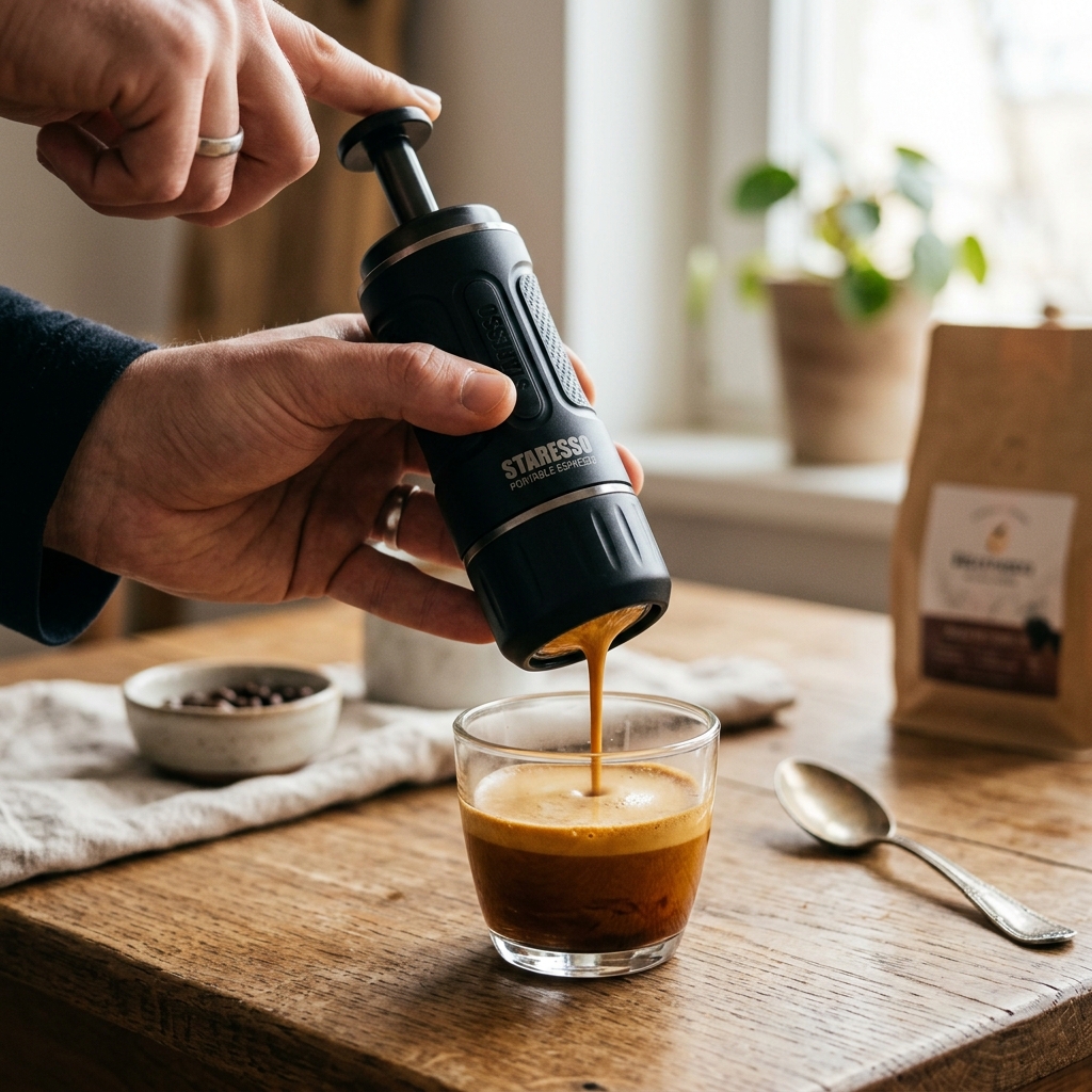 STARESSO Portable Coffee Maker, Specialty Portable Espresso Coffee Machine, Travel Coffee Maker, Car Manually Coffee Maker, Camping Gadgets, Coffee Gifts for Coffee Lovers STARESSO
