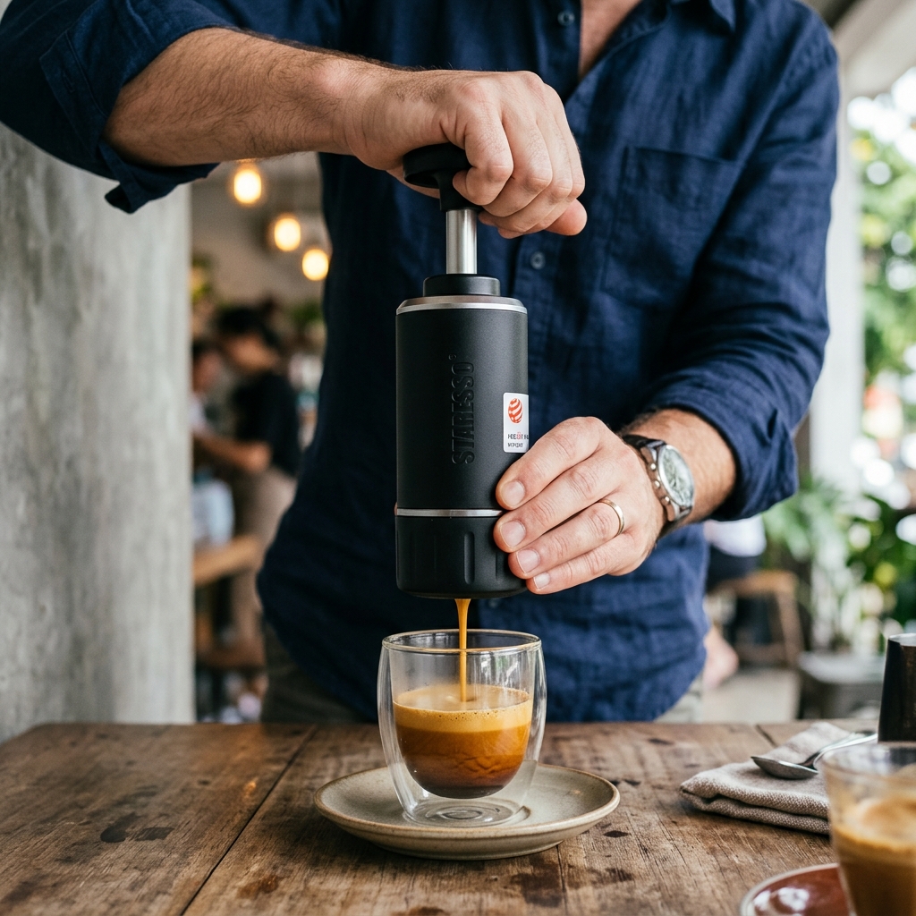 STARESSO Espresso Coffee Maker, Red Dot Award Winner Portable Espresso Cappuccino,Quick Cold Brew Manual Coffee Maker Machines All in One STARESSO