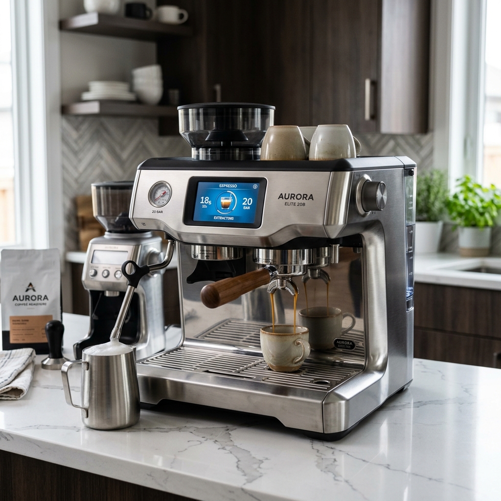 VANTRO Espresso Coffee Machine | 20 Bar Professional Pressure | 1500W | Stainless Steel Housing | Touch Control Panel | Adjustable Temperature & Extraction Time VANTRO