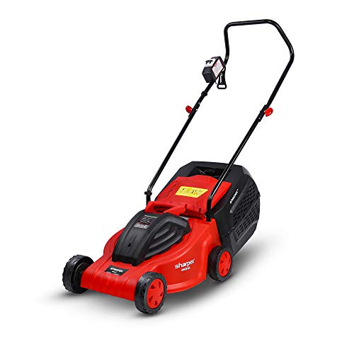 Sharpex Electric Lawn Mower | Folding Handle, 1200 Watt,15 Mtr Cable and Detachable Collection Box
