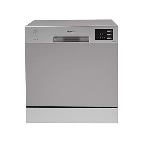 AmazonBasics 8 Place Setting 8L Quick Wash Dishwasher & ‎Push Button Silver