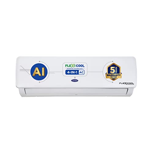Carrier 1.5 Ton 3 Star AI Flexicool Inverter Split AC (Copper, Convertible 4-in-1 Cooling (White)