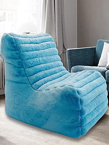 Mollismoons Premium Fur Bean Bag Sofa Bed Bean Bags Luxury and Attractive Design Bean Bag Chair for Living Room Bean Bags (Sofa Bean Bag Without Beans, Blue)