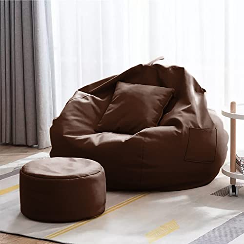 Swiner 4XL Bean Bag with Footrest with Cushion Ready to Use with Beans ( Brown - XXXXL , Faux Leather)