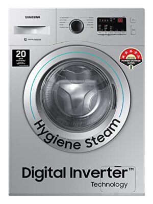 Samsung 6.0 Kg Inverter 5 star Fully-Automatic Front Loading Washing Machine (WW60R20GLSS/TL, Silver, Hygiene steam)