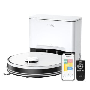 ILIFE A30 Pro Robotic Vacuum Cleaner with Self-Empty Station, 5000Pa Suction, LiDAR Navigation, Vacuum and Mop Combo, Multi-Floor Mapping, Customize Cleaning, Remote Control, App, Alexa & GH