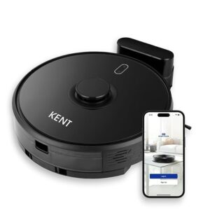 KENT RoboKlean R1 Black 2-in-1 AI Robotic Vacuum Cleaner & Mop, 10000Pa Suction, 5200mAh Battery, 3D Mapping, Laser Navigation, Wet & Dry Cleaning, 260 Minutes Run-Time, Floor & Carpet, Anti Fall