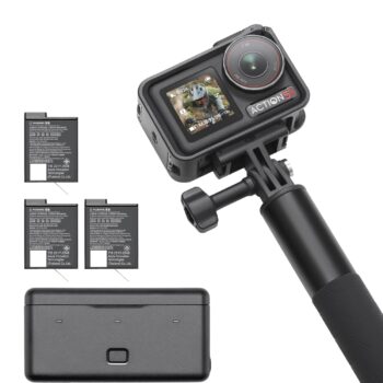 DJI Osmo Action 5 Pro Adventure Combo, Action Camera 4K with 1/1.3″ Sensor, 12h Extended Battery Life with 3 Batteries, Stabilization, Dual OLED Touchscreens, Mini Action Camera for Travel, Vlog
